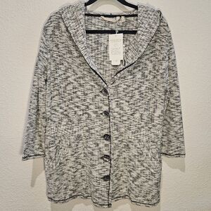 NWT Soft Surroundings Button Front Hooded Cardigan Sweater Size M